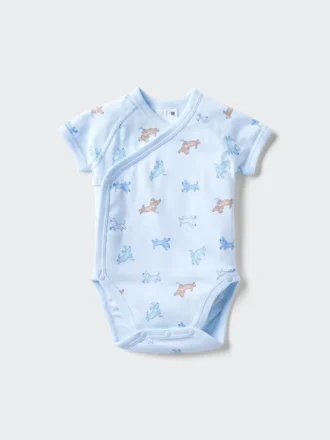 Baby Baby Short Sleeve Bodysuit | Open Front | Printed