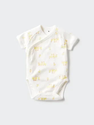 Baby Baby Short Sleeve Bodysuit | Open Front | Printed