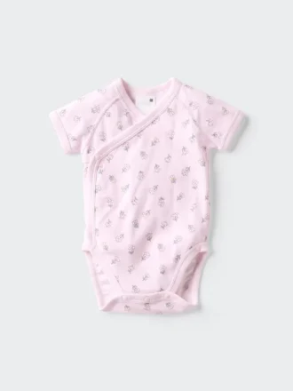 Baby Baby Short Sleeve Bodysuit | Open Front | Printed