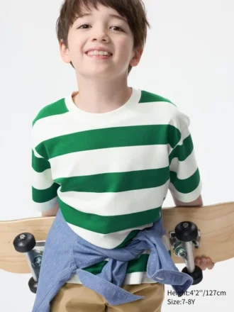 Kids Airism Cotton Striped T-Shirt