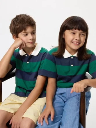 Kids Dry Pique Striped Polo Shirt