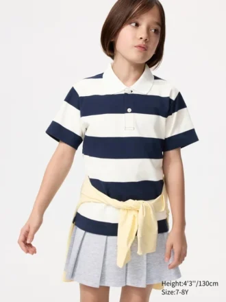 Kids Dry Pique Striped Polo Shirt