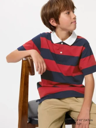 Kids Dry Pique Striped Polo Shirt