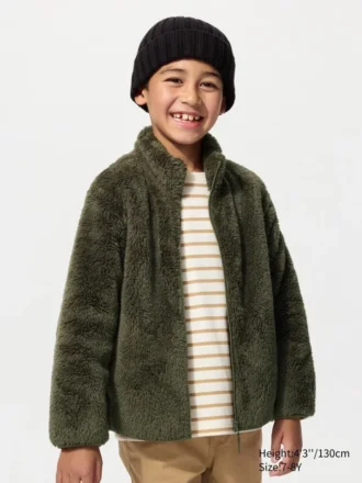 Kids Fluffy Yarn Fleece Full-Zip Jacket