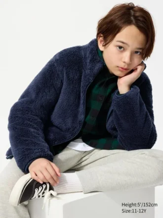 Kids Fluffy Yarn Fleece Full-Zip Jacket