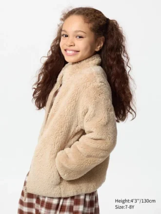 Kids Fluffy Yarn Fleece Full-Zip Jacket