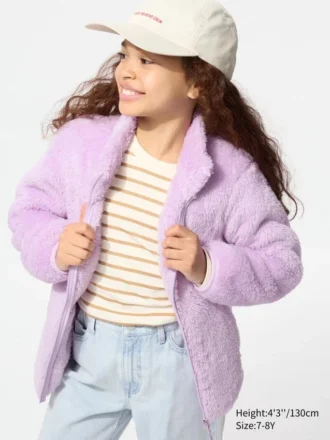 Kids Fluffy Yarn Fleece Full-Zip Jacket