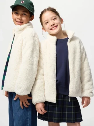 Kids Fluffy Yarn Fleece Full-Zip Jacket