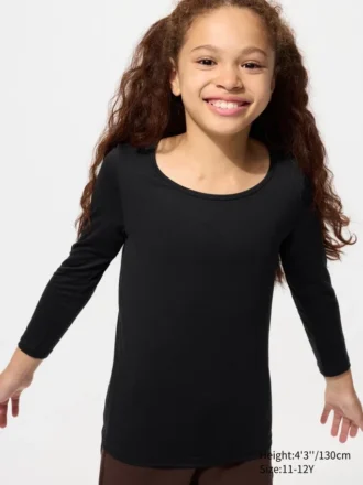 Kids Heattech Scoop Neck T-Shirt