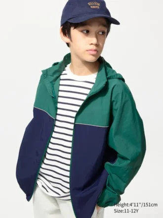 Kids Pocketable Uv Protection Parka | Color Block