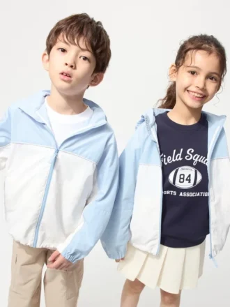 Kids Pocketable Uv Protection Parka | Color Block