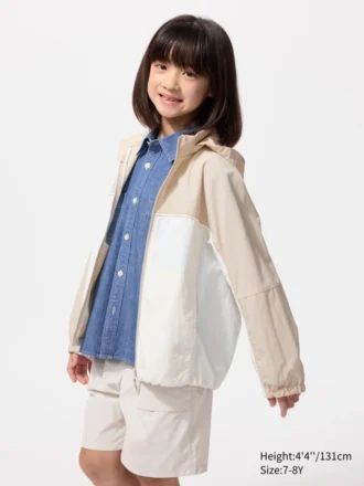 Kids Pocketable Uv Protection Parka | Color Block