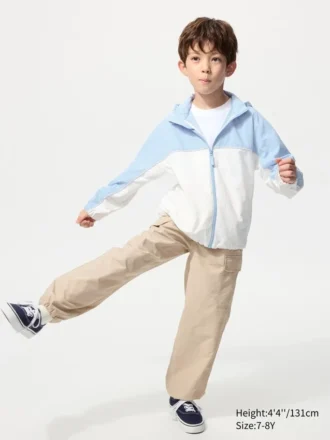 Kids Pocketable Uv Protection Parka | Color Block