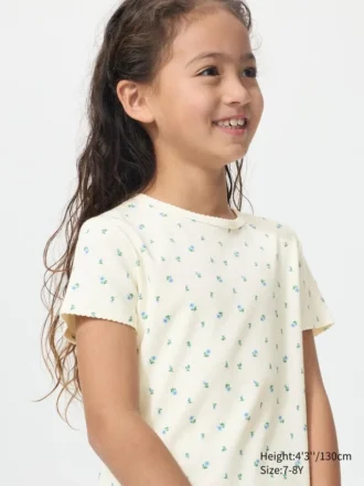Kids Ribbed T-Shirt | Flower