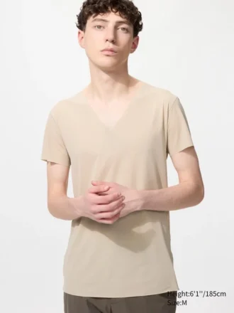 Men’s Airism Anti-Odor Mesh T-Shirt | V-Neck