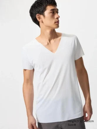 Men’s Airism Anti-Odor Mesh T-Shirt | V-Neck