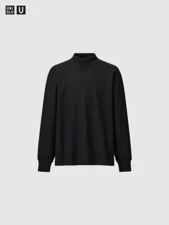 Men’s Brushed Jersey Mock Neck Long-Sleeve T-Shirt