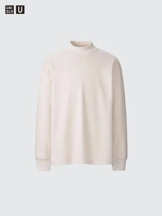 Men’s Brushed Jersey Mock Neck Long-Sleeve T-Shirt