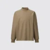 Men’s Brushed Jersey Mock Neck Long-Sleeve T-Shirt