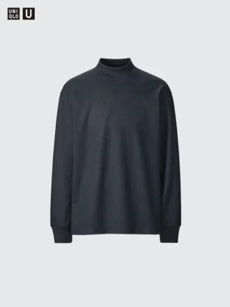 Men’s Brushed Jersey Mock Neck Long-Sleeve T-Shirt