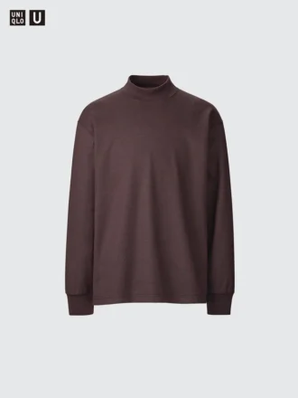 Men’s Brushed Jersey Mock Neck Long-Sleeve T-Shirt