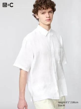 Men’s Premium Linen Oversized Shirt | Short Sleeve