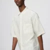 Men’s Premium Linen Oversized Shirt | Short Sleeve | Striped