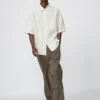 Men’s Premium Linen Oversized Shirt | Short Sleeve | Striped