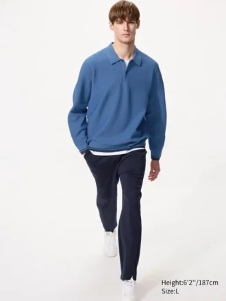 Men’s Washable 3D Knit Polo | Long Sleeve