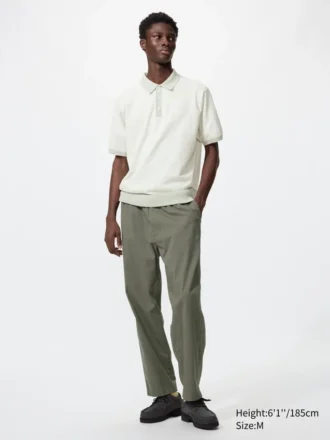Men’s Washable Knitted Polo Sweater | Short Sleeve | Striped
