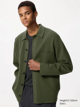Unisex Milano Ribbed Shirt Collar Cardigan