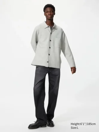 Unisex Milano Ribbed Shirt Collar Cardigan