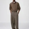 Unisex Pleated Wide Tapered Pants