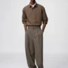 Unisex Pleated Wide Tapered Pants