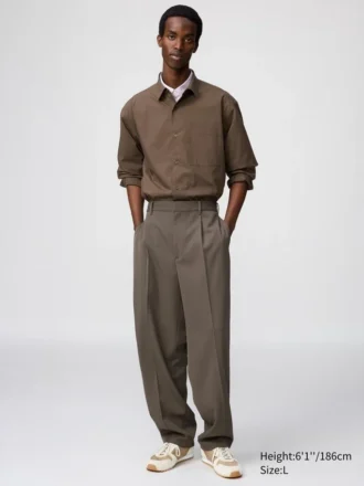 Unisex Pleated Wide Tapered Pants