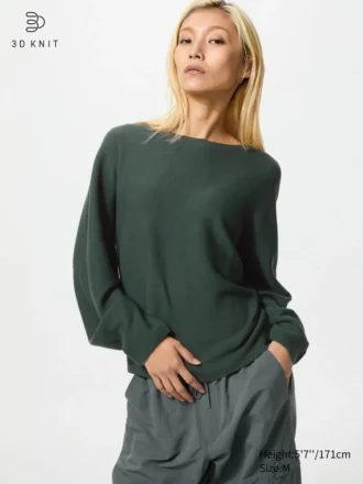 Women’s 3D Knit Cotton Volume Sleeve Sweater