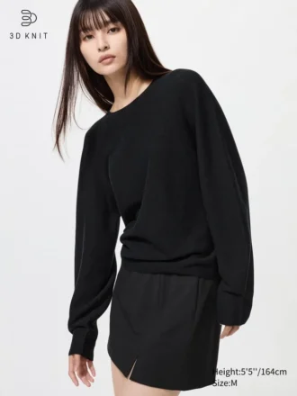 Women’s 3D Knit Cotton Volume Sleeve Sweater