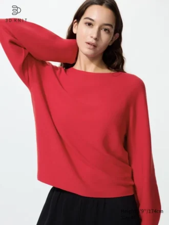 Women’s 3D Knit Cotton Volume Sleeve Sweater