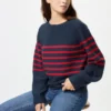 Women’s 3D Knit Cotton Volume Sleeve Sweater | Striped