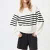 Women’s 3D Knit Cotton Volume Sleeve Sweater | Striped