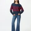 Women’s 3D Knit Cotton Volume Sleeve Sweater | Striped