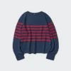 Women’s 3D Knit Cotton Volume Sleeve Sweater | Striped