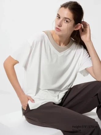 Women’s Airism Relaxed V-Neck T-Shirt | 2 Way