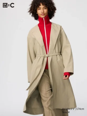 Women’s Collarless Long Coat