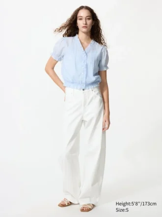 Women’s Cotton Dobby V-Neck Blouse