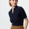 Women’s Cotton Pointelle Skipper Polo Sweater Women’s Cotton Pointelle Skipper Polo Sweater