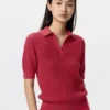 Women’s Cotton Pointelle Skipper Polo Sweater Women’s Cotton Pointelle Skipper Polo Sweater