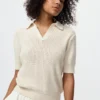 Women’s Cotton Pointelle Skipper Polo Sweater Women’s Cotton Pointelle Skipper Polo Sweater