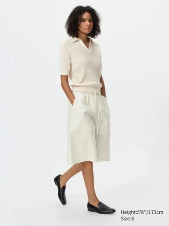 Women’s Cotton Pointelle Skipper Polo Sweater