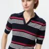 Women’s Cotton Pointelle Skipper Polo Sweater | Striped Women’s Cotton Pointelle Skipper Polo Sweater | Striped